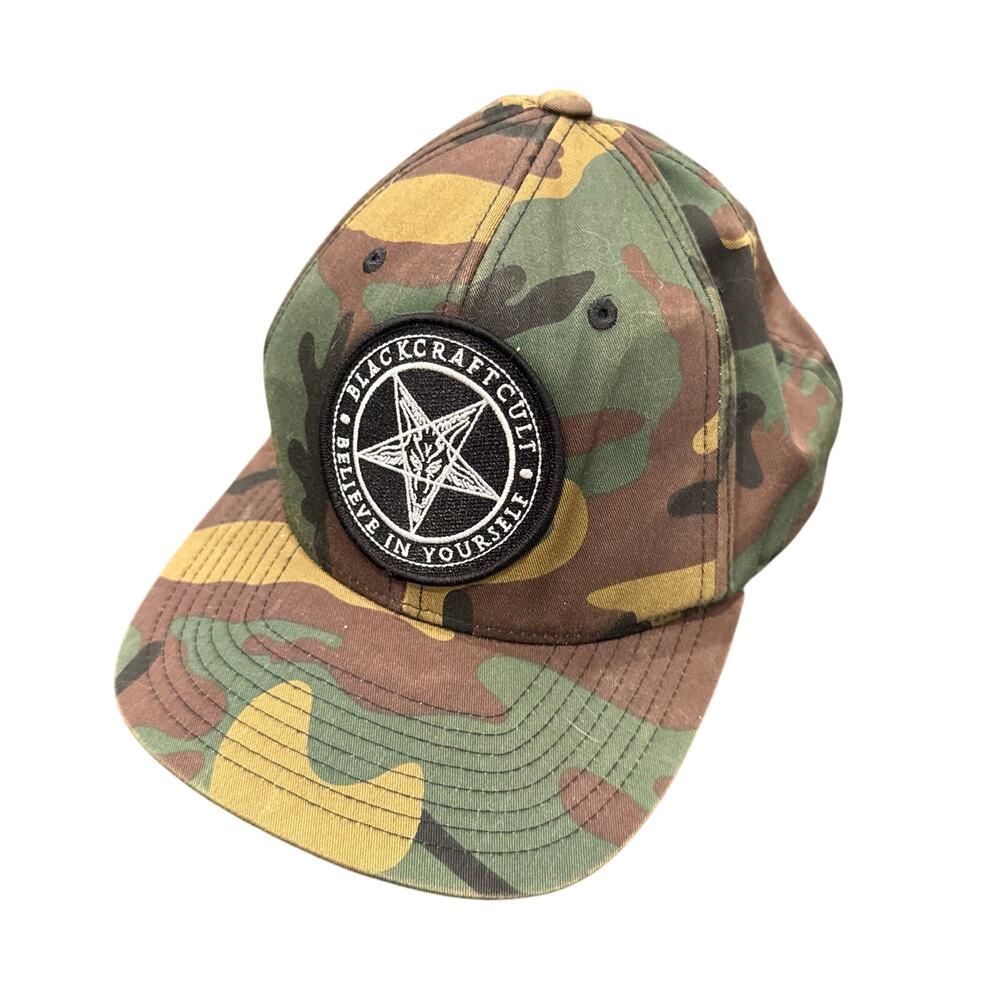 Blackcraft Cult Believe In Yourself Camo Snapback Hat Pentagram Goat Patch Rare